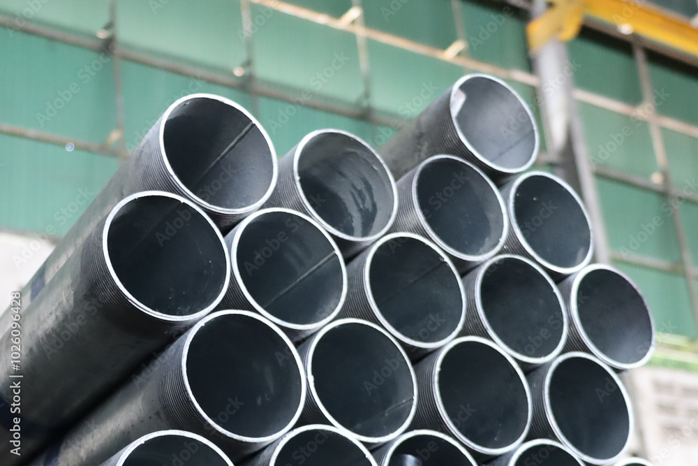 steel pipe product group square pipe Construction steel products such as black steel pipes, image ideas, examples of steel products.metal warehouse industry, delivery to customers.