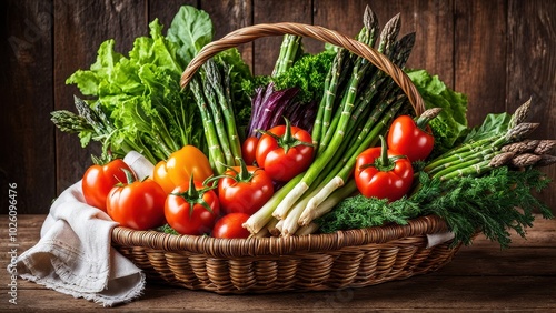 A vibrant basket filled with fresh vegetables, showcasing healthy eating.