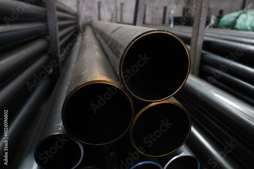 steel pipe product group square pipe Construction steel products such as black steel pipes, image ideas, examples of steel products.metal warehouse industry, delivery to customers.