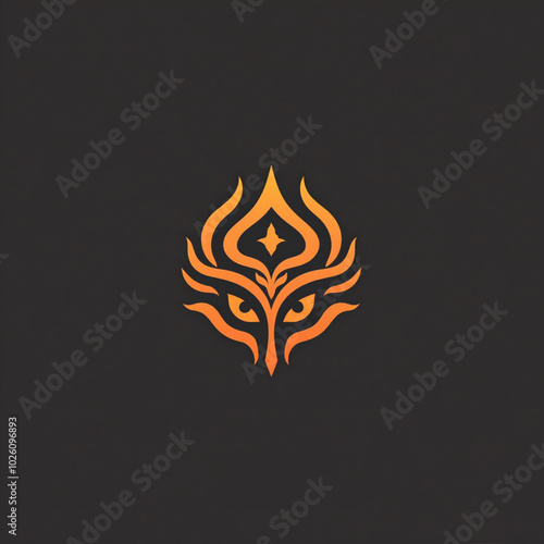 A minimalist logo for a Durga Puja committee, blending traditional symbols like Durga’s stylized eyes, and all in a sleek, contemporary design with bold lines and subtle color accents