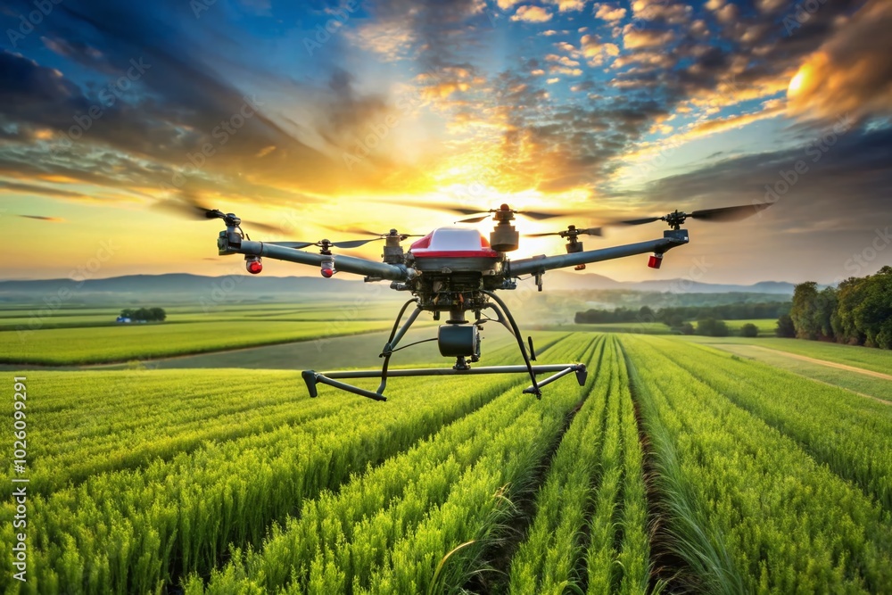Futuristic Agricultural Machine in Nature's Embrace - Drone Photography of Modern Farming Technology Futuristic Agricultural Machine in Nature's Embrace - Drone Photography of Modern Farming Technology