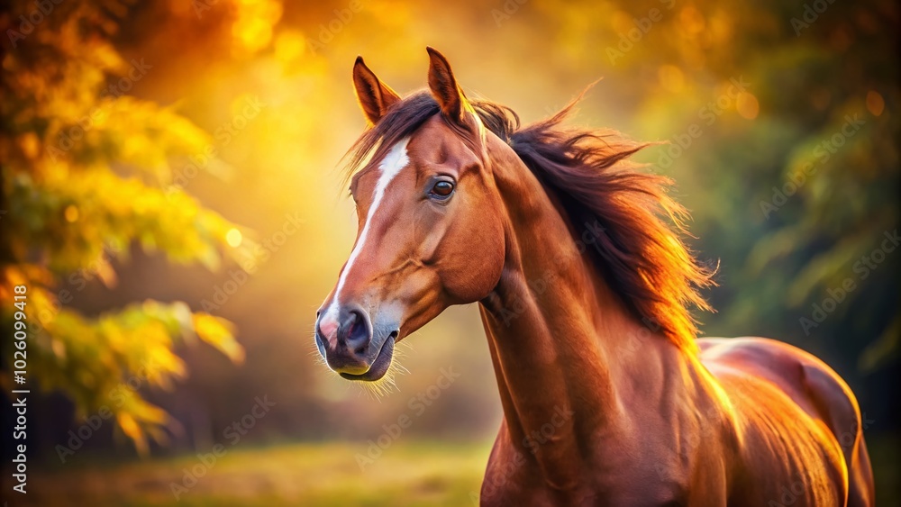 Young Horse Portrait with Copy Space for Text - Stunning Equine Photography Young Horse Portrait with Copy Space for Text - Stunning Equine Photography