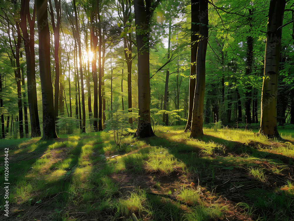 Obraz premium Wald Herbstliche Stimmung Sonne