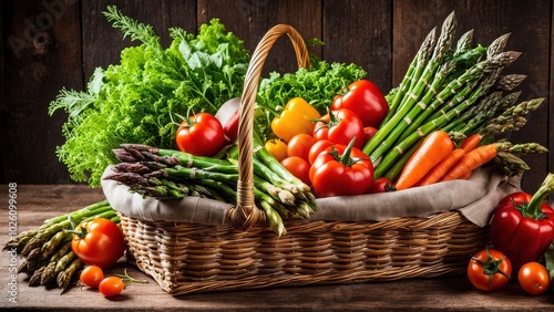 A vibrant basket filled with fresh vegetables, emphasizing healthy eating and nutrition.