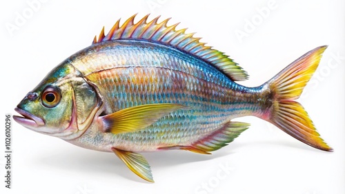 Gilthead Bream Dorade Isolated on White Background for Culinary and Seafood Stock Photography