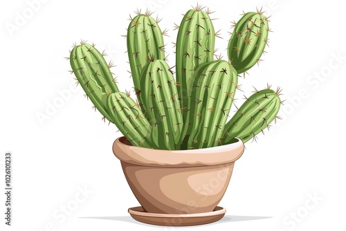 cactus in a container isolated on white background illustration, Generative AI.