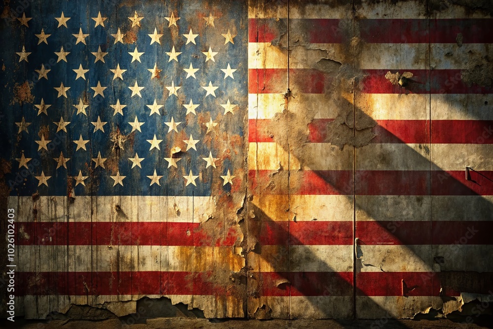Naklejka premium Grunge Flag Background for Candid Photography with a Vintage Feel