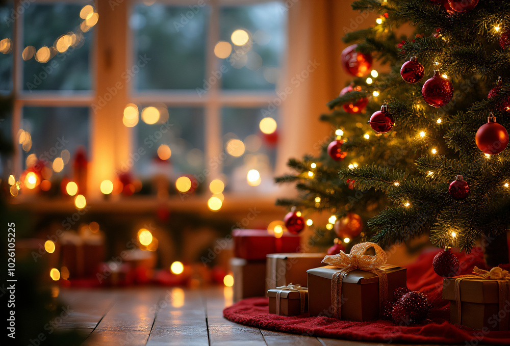 The festive atmosphere of Christmas is perfectly captured in a joyful scene featuring a Christmas tree surrounded by beautiful decorations._00001_ The festive atmosphere of Christmas is perfectly captured in a joyful scene featuring a Christmas tree surrounded by beautiful decorations._00001_