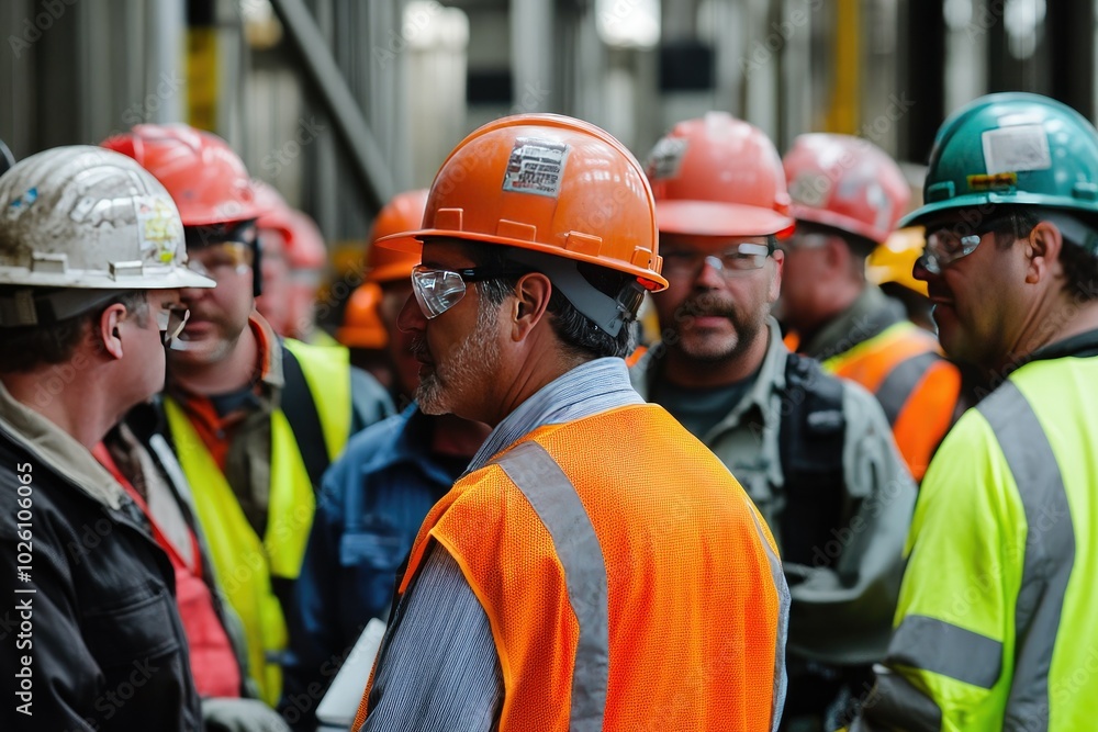 Group of Construction Workers in Safety Gear Group of Construction Workers in Safety Gear