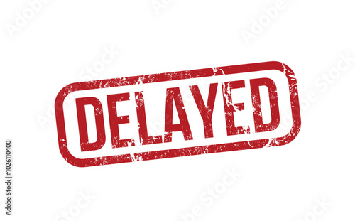 delayed - red rubber stamp with grunge effect