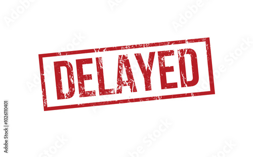 delayed - red rubber stamp with grunge effect