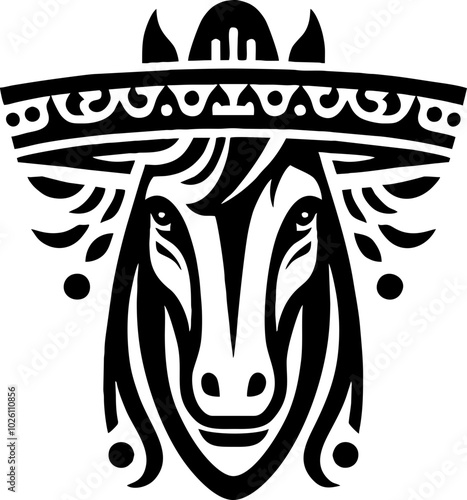 Horse Face silhouette Icon Logo Mexican style  photo