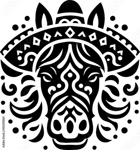 Horse Face silhouette Icon Logo Mexican style  photo