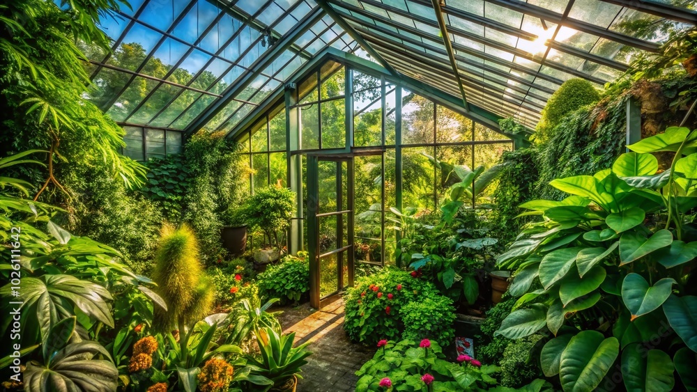 Lush Greenhouse Landscape with Flourishing Weeds and Vibrant Greenery for Nature Enthusiasts Lush Greenhouse Landscape with Flourishing Weeds and Vibrant Greenery for Nature Enthusiasts