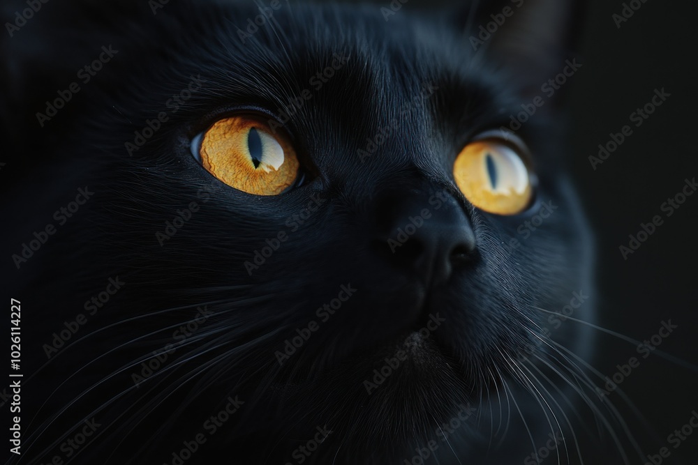 Close-Up of Black Cat with Striking Yellow Eyes Close-Up of Black Cat with Striking Yellow Eyes