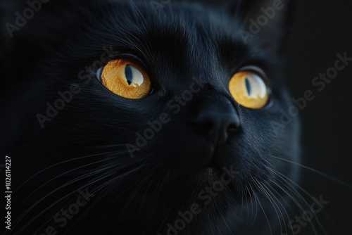 Close-Up of Black Cat with Striking Yellow Eyes