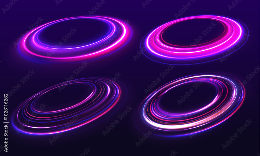 Curve blue line light effect neon swirl. Abstract ring background with glowing swirling background. Vector swirl trail effect. Abstract vector fire circles, sparkling swirls. Curve blue line light effect neon swirl. Abstract ring background with glowing swirling background. Vector swirl trail effect. Abstract vector fire circles, sparkling swirls.