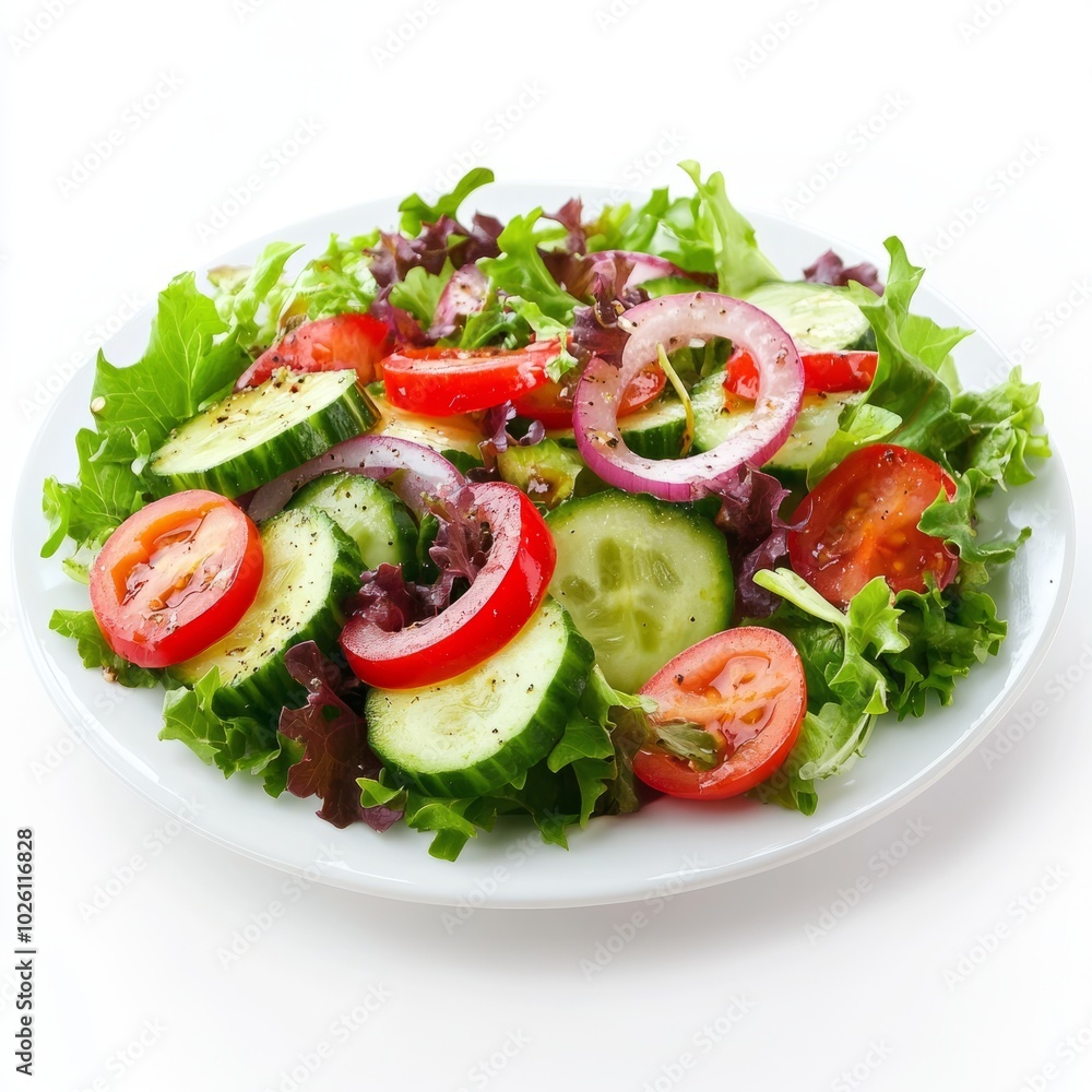 Fresh Gourmet Salad with Vibrant Vegetables White Background Fresh Gourmet Salad with Vibrant Vegetables White Background