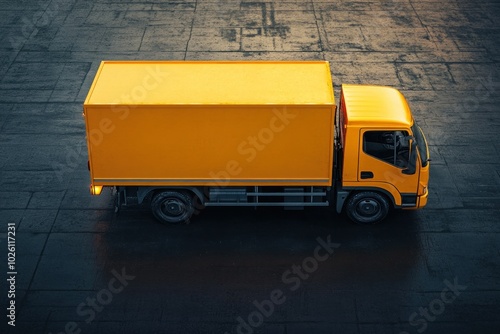 Bright Yellow Delivery Truck on Urban Street