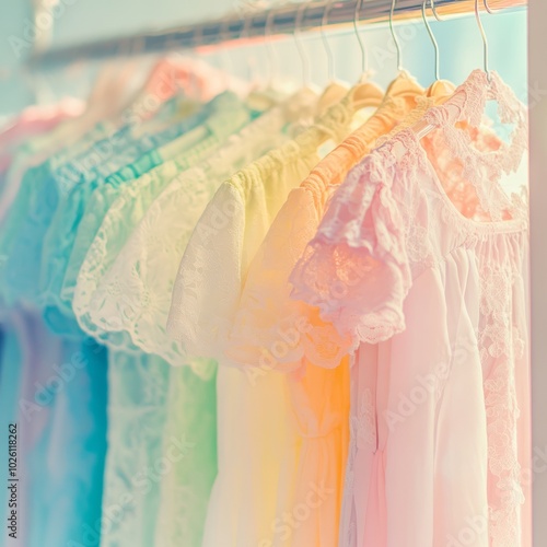 Wallpaper Mural Colorful Clothes Rack in Chic Boutique  Pastel Background Torontodigital.ca