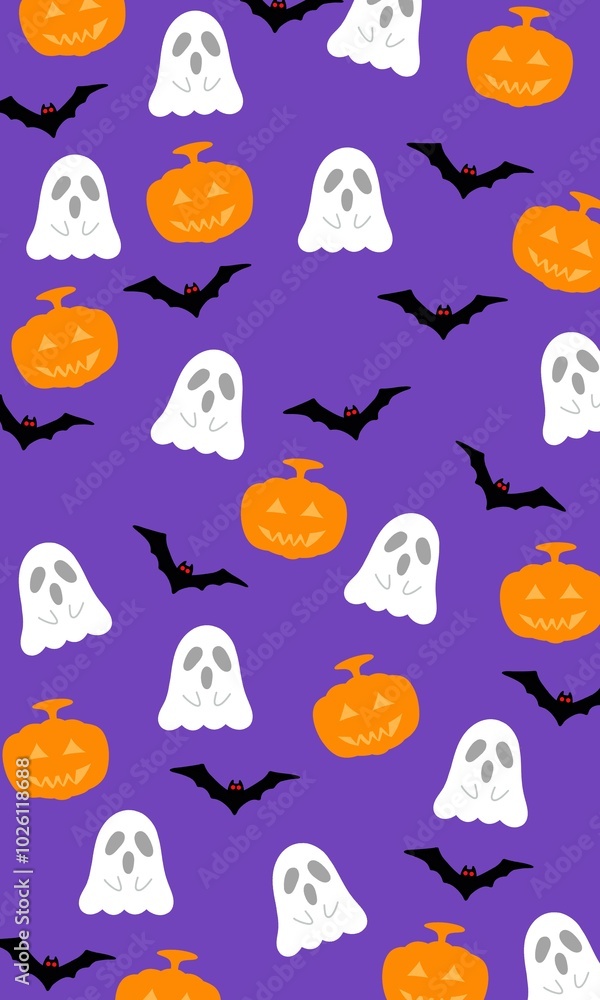 Cute Halloween pattern. Halloween concept. Doodle Ghost, pumpkin, skull pattern background. Halloween poster and card Cute Halloween pattern. Halloween concept. Doodle Ghost, pumpkin, skull pattern background. Halloween poster and card
