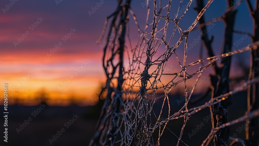 Fototapeta premium obraz pajęczej sieci w ciemności ze światłami w tle w nocy, obraz, sieć życia, pajęcza sieć, pajęcze sieci, pajęczyny, sztuczna pajęcza sieć, sieć wąsów
