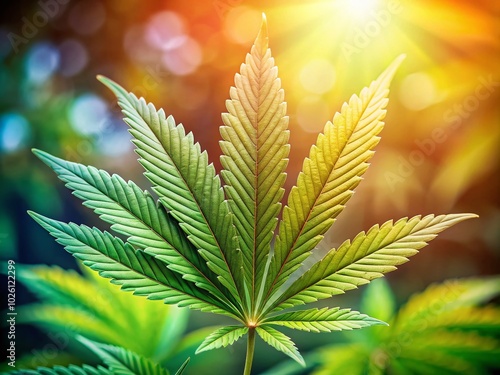 Natural Cannabis Leaf: Fresh Hemp Plant with Lush Green Details in Copy Space for Wellness and Natural Products