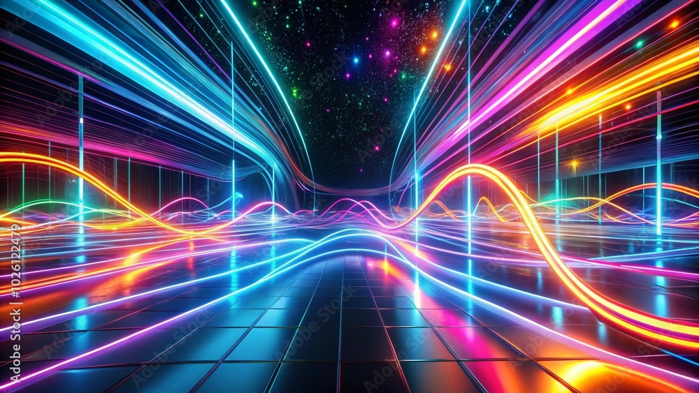 Neon Flow: Abstract Background of Glowing Lines for Digital Energy Concept Neon Flow: Abstract Background of Glowing Lines for Digital Energy Concept