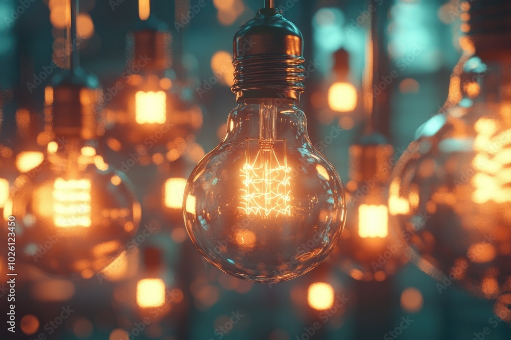 Hanging Light Bulbs with Warm Glow in Dim Setting Hanging Light Bulbs with Warm Glow in Dim Setting