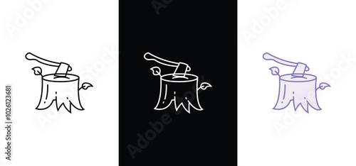 Deforestation Icon. An outline style icon of deforestation