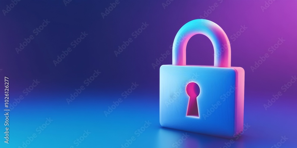 3D Padlock Icon Symbolizing Digital Security on Blue Background 3D Padlock Icon Symbolizing Digital Security on Blue Background