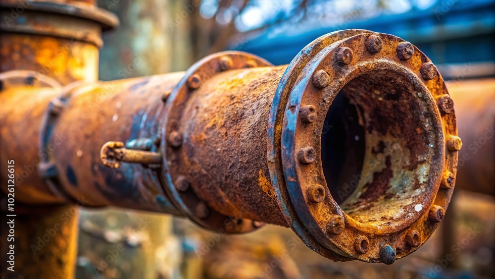 Old Rusty Metal Pipe with Copy Space for Industrial Backgrounds and Text Overlay Old Rusty Metal Pipe with Copy Space for Industrial Backgrounds and Text Overlay