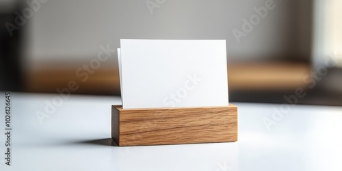 Minimalist Blank Cards Displayed in Wooden Holders for Modern Decor