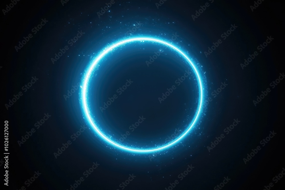 Glowing Blue Circle Against Dark Background