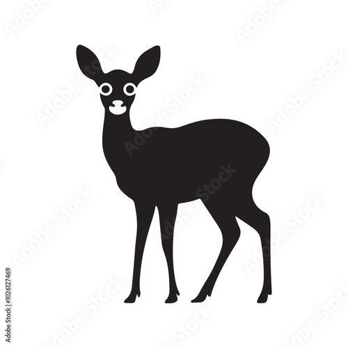 Deer Silhouette black color vector on a white background 