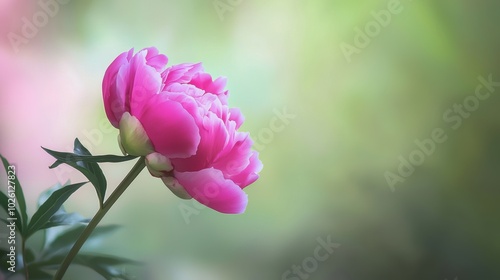 Wallpaper Mural Vibrant Pink Peony in Soft Background Focus Torontodigital.ca