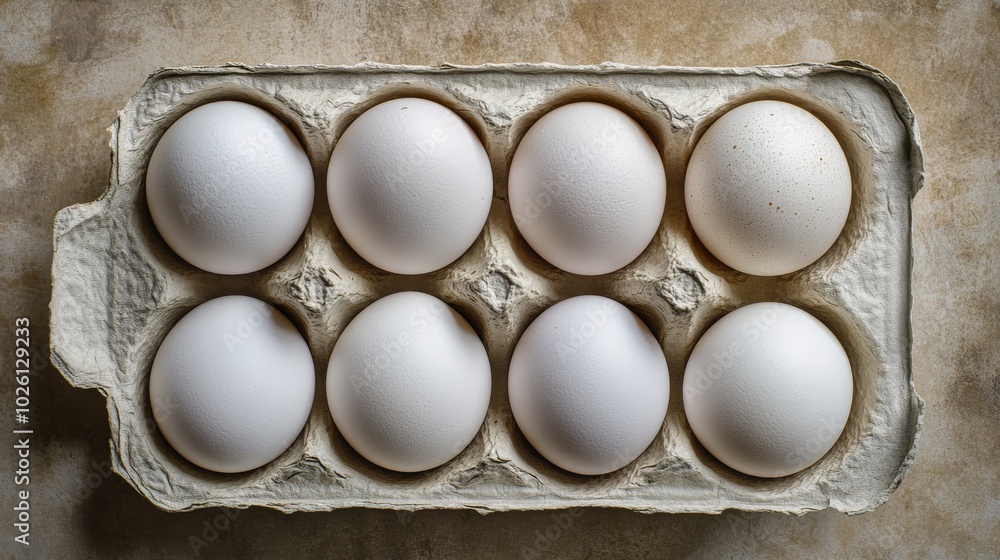 Top View of Organic Farm Fresh White Eggs in a Carton Top View of Organic Farm Fresh White Eggs in a Carton
