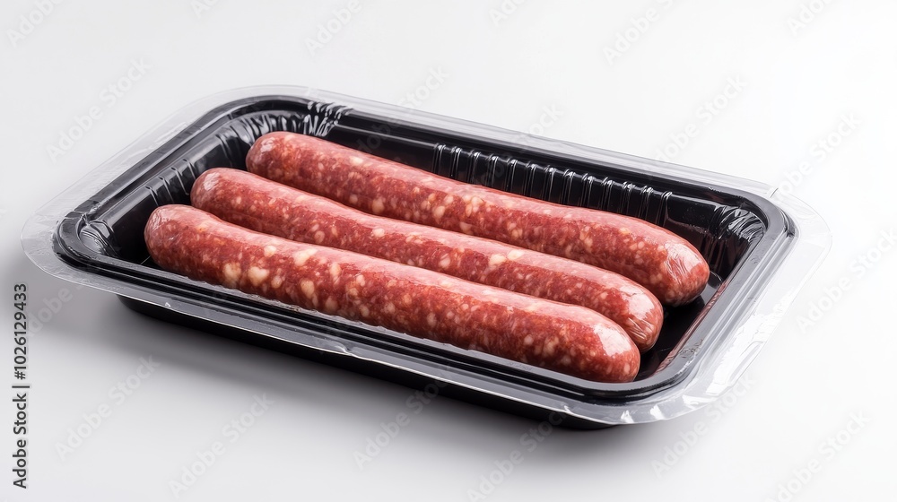 Packaged Fresh Sausages in a Plastic Tray Packaged Fresh Sausages in a Plastic Tray