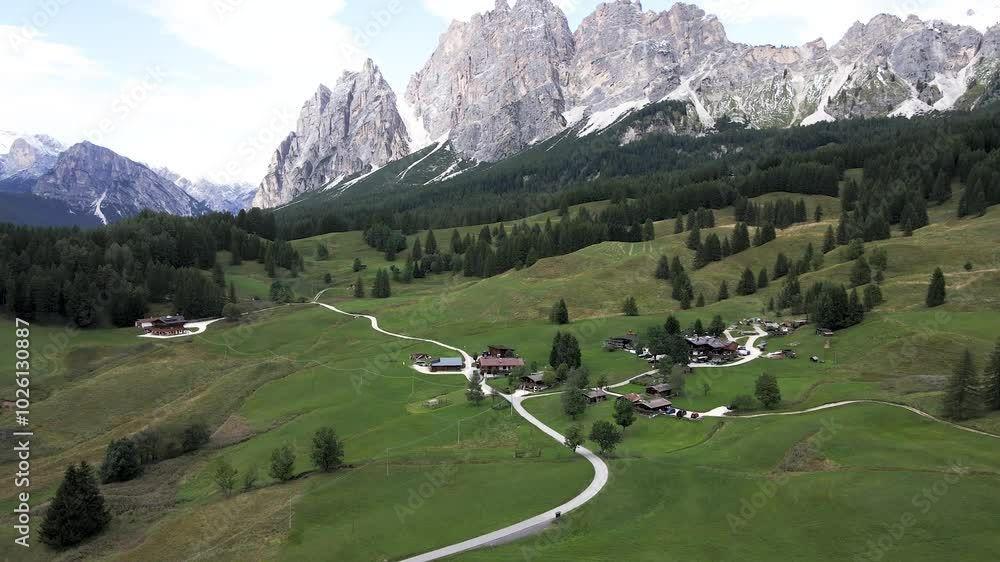 Dolomites in Italy with beautiful views on a sunny day