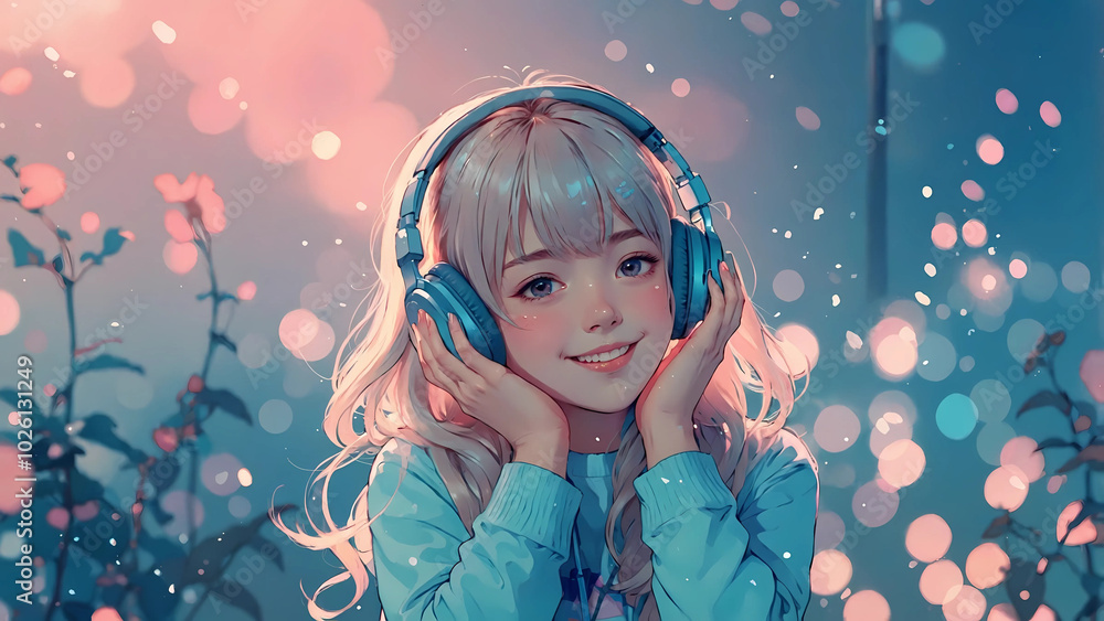 A beautiful girl wearing headphones A beautiful girl wearing headphones