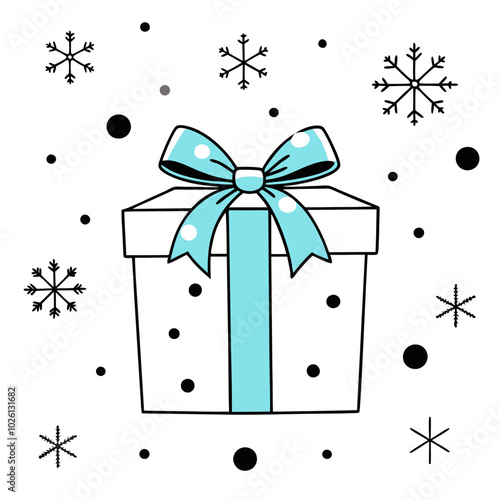 Gift box with a festive mood on a snowy background with copy space