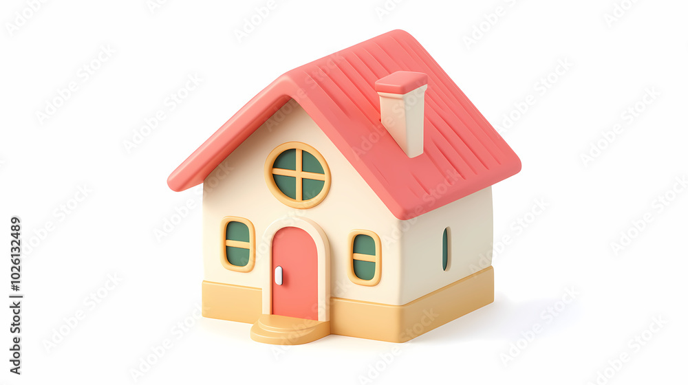 A minimalistic 3D vector for applications and web pages.Plastic render of house on isolated white background. 3d cartoon illustration symbol of security and protection. A minimalistic 3D vector for applications and web pages.Plastic render of house on isolated white background. 3d cartoon illustration symbol of security and protection.