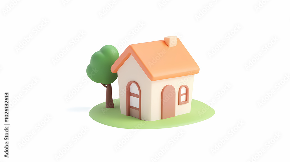 A minimalistic 3D vector for applications and web pages.Plastic render of house on isolated white background. 3d cartoon illustration symbol of security and protection. A minimalistic 3D vector for applications and web pages.Plastic render of house on isolated white background. 3d cartoon illustration symbol of security and protection.