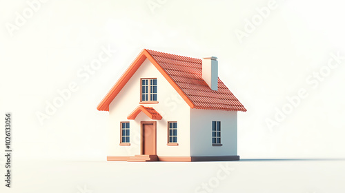 Wallpaper Mural  A minimalistic 3D vector for applications and web pages.Plastic render of house on isolated white background. 3d cartoon illustration symbol of security and protection. Torontodigital.ca