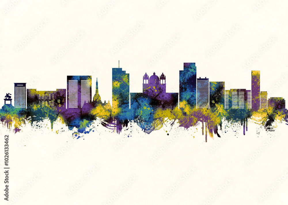 Obraz premium San Salvador City Skyline. Cityscape Skyscraper Buildings Landscape City Downtown Abstract Landmarks Travel Background Modern Art Architecture Business View Building Corporate