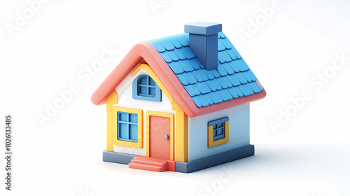 Wallpaper Mural  A minimalistic 3D vector for applications and web pages.Plastic render of house on isolated white background. 3d cartoon illustration symbol of security and protection. Torontodigital.ca