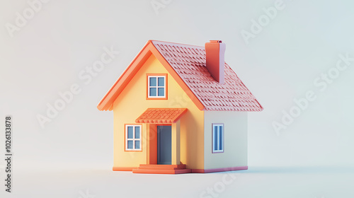 Wallpaper Mural  A minimalistic 3D vector for applications and web pages.Plastic render of house on isolated white background. 3d cartoon illustration symbol of security and protection. Torontodigital.ca