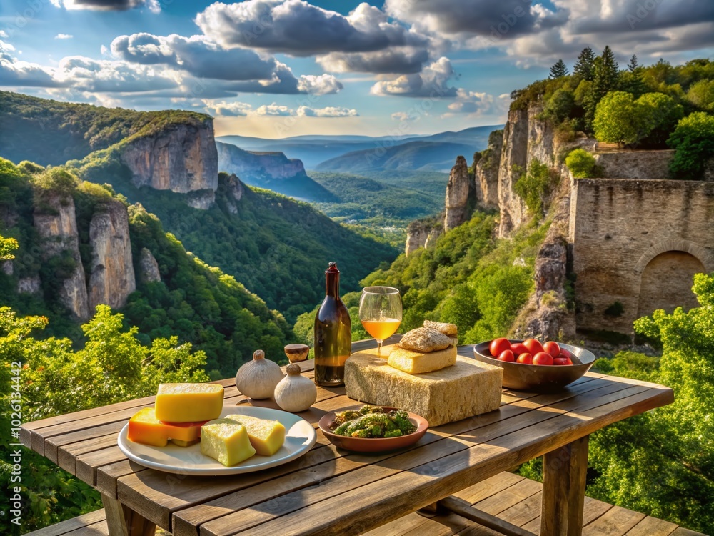 Fototapeta premium Scenic Product Photography of Plateau du Larzac around Caylar - Captivating Landscapes and Natural Beauty