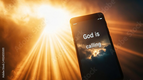 phone screen shows that phone call from God and God is calling written on it