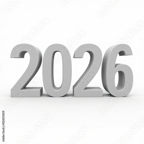 2026 year number on a long road on white background